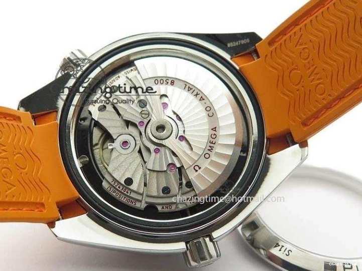 0417 Breathable Planet Ocean SS Bp Maker 45mm Orange Bezel On Orange Rubber Strap A 8221